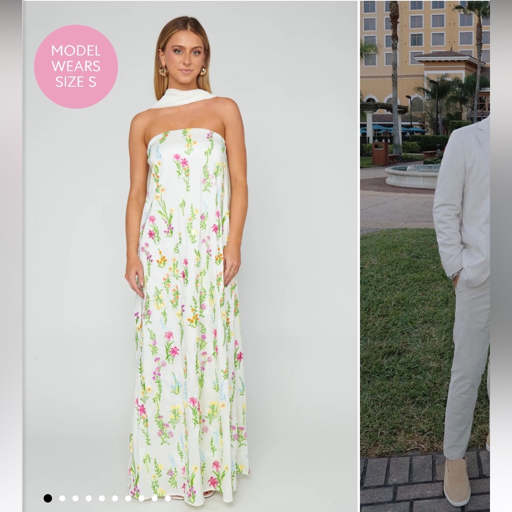 Show Me Your MuMu Strapless Floral Dress - White and Pink